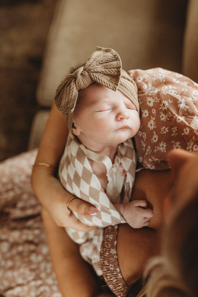 Casual portrait of newborn baby at home