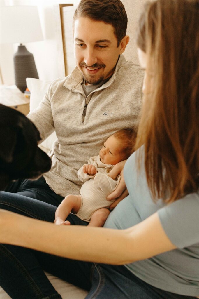 newborn with dog photography iowa city
