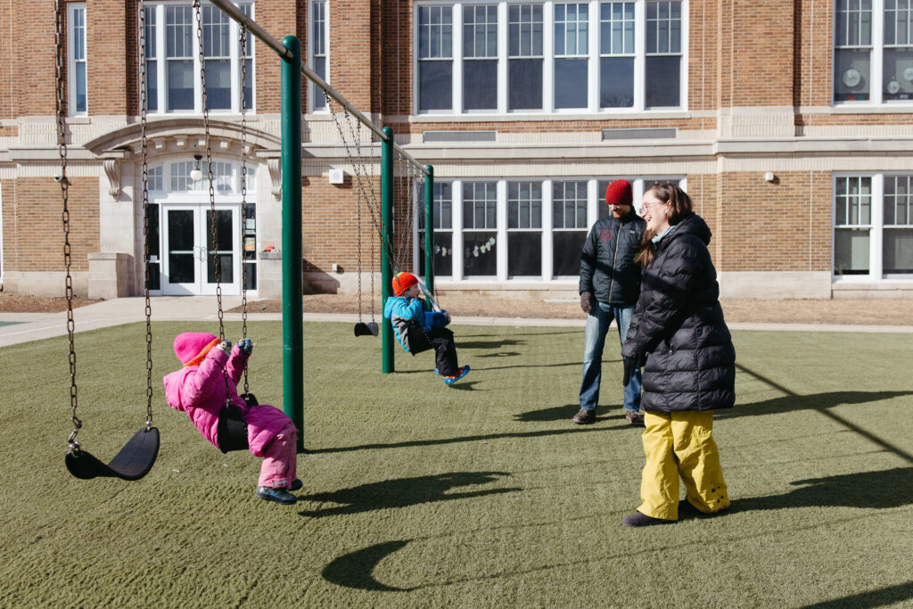 family photos winter at playground